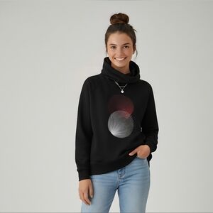 H&M Black Mock Neck Sweatshirt Size XS Embroidered Circle Detail